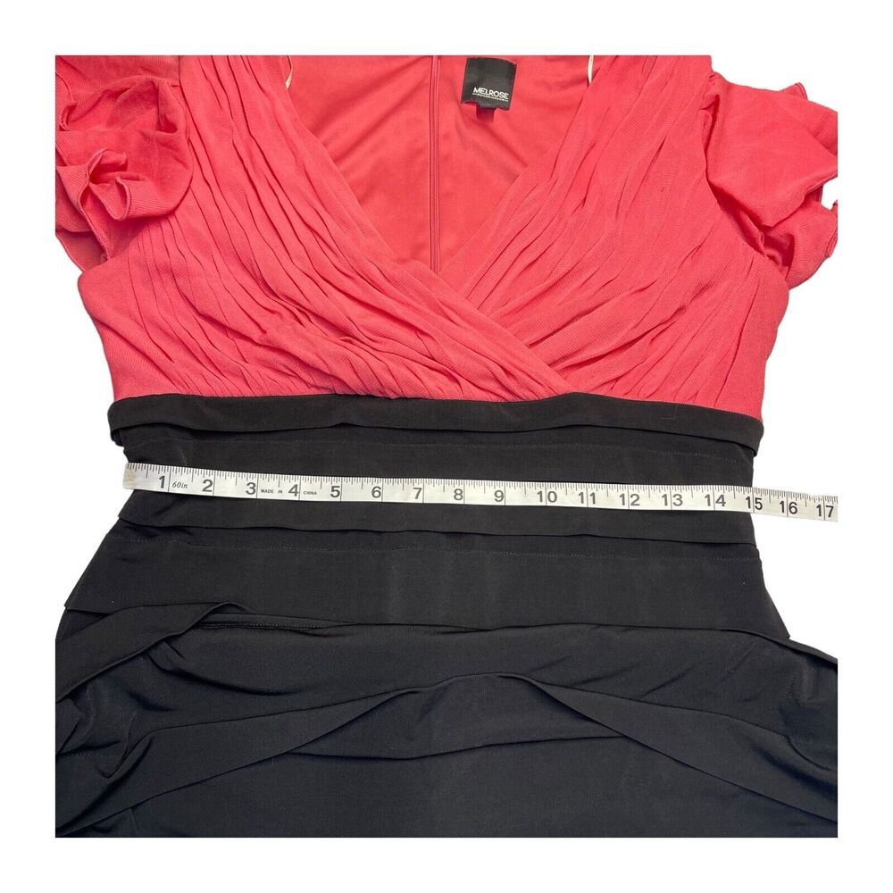 Melrose Sheath Dress Girls 12 Pink Black Pleated Flutter Sleeve Surplice Neck - Picture 5 of 7